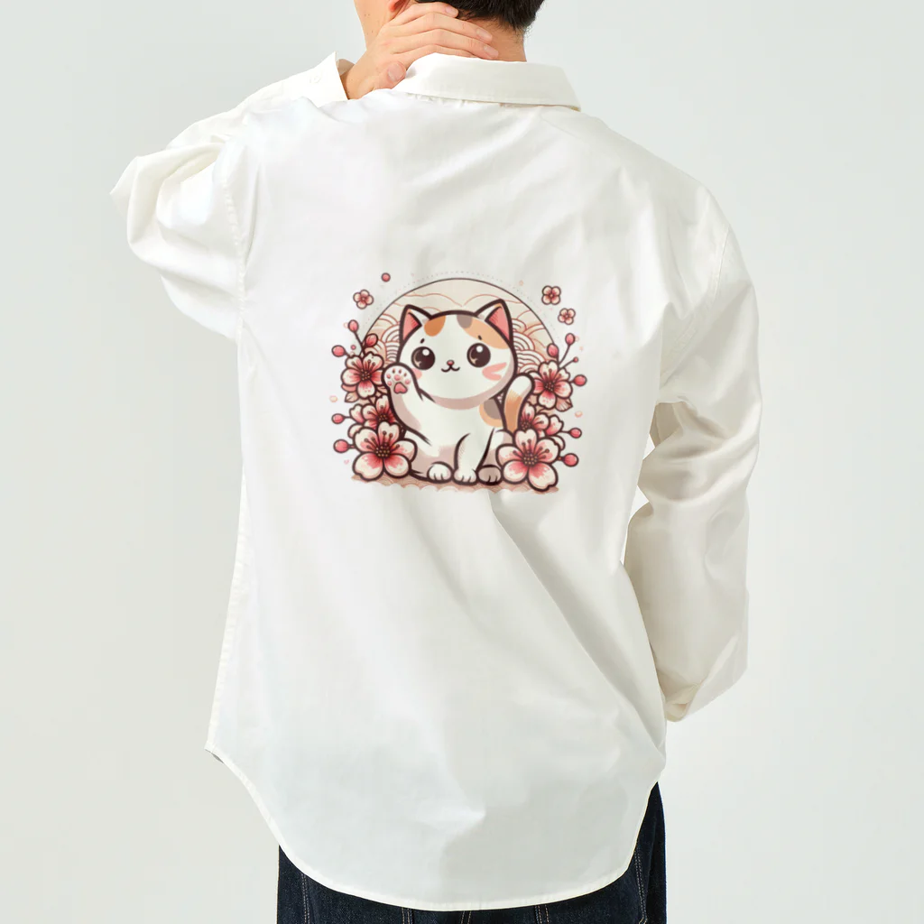 ハピコのイラストショップの三毛の招き猫キャラ Work Shirt