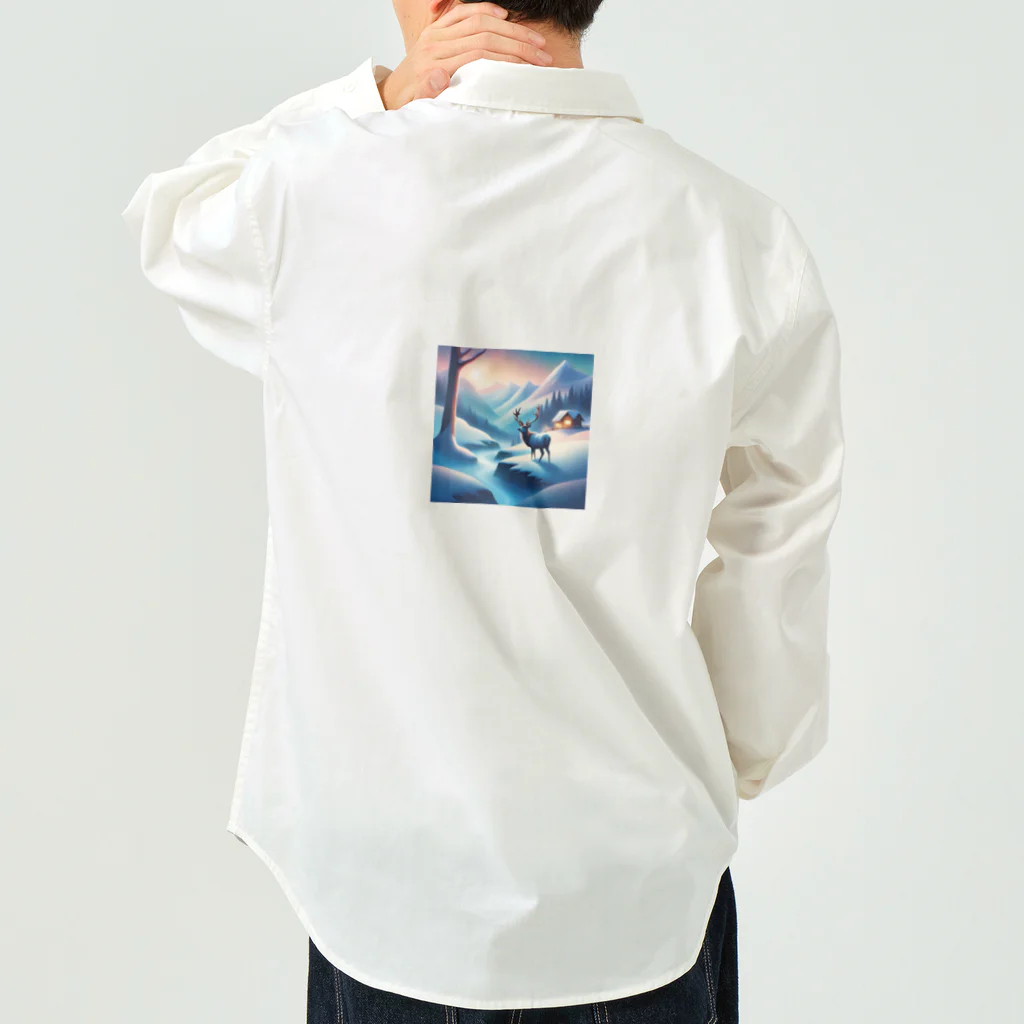 Passionista Lifestyle Emporium : 情熱的なライフスタイルエンポリウムの極光の冬景色とトナカイ Work Shirt