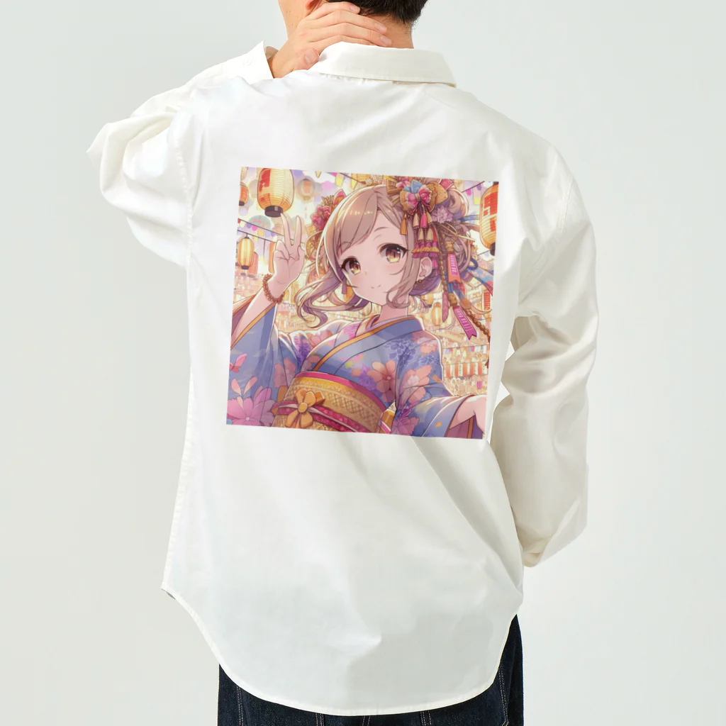 推しの美少女とアイドルのお祭りを楽しむ浴衣美少女 Work Shirt