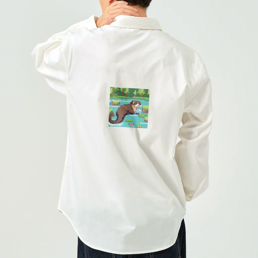 rearemonの流れの中でバタフライスタイルで泳ぐコツメカワウソ Work Shirt