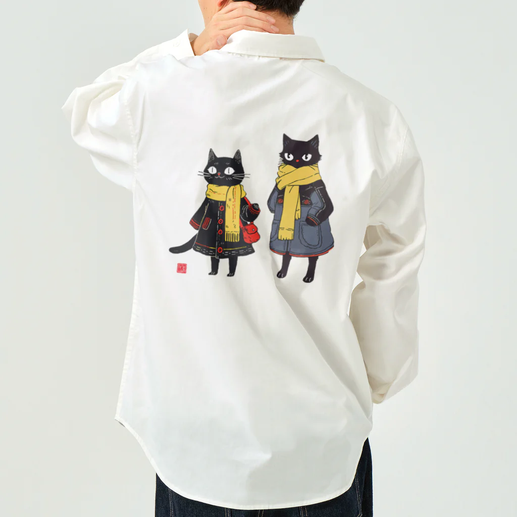 Lapis SHOPの黒猫夫婦のお買い物 Work Shirt