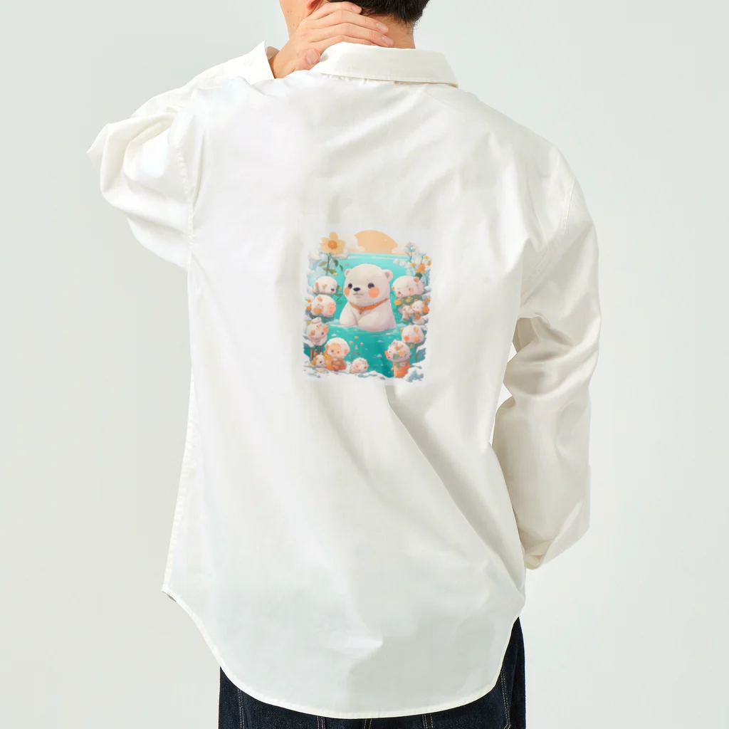 りんりんの可愛いシロクマちゃんショップ　かわいいよ！の水遊びをしている白熊 Work Shirt