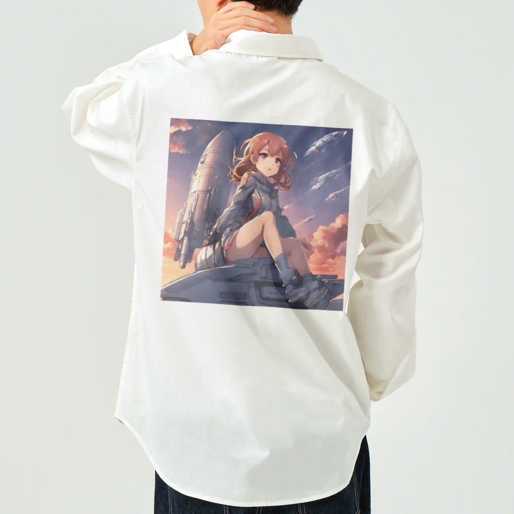 プリンゴブリンの夕陽に輝くロケット子さん Work Shirt