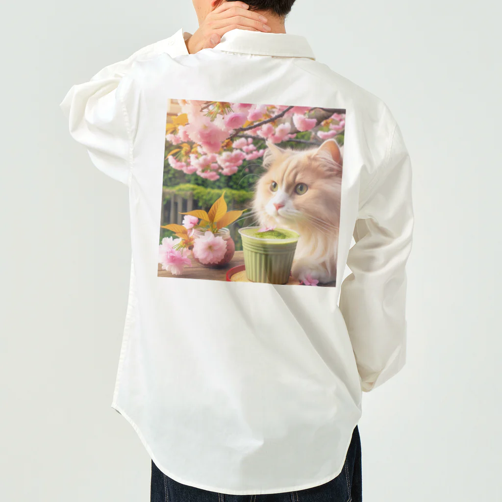 猫と紡ぐ物語の春の訪れを告げる桜満開 Work Shirt