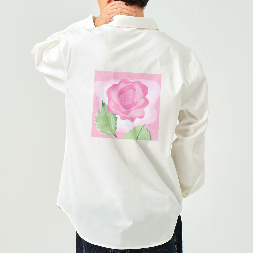 ピンク系水彩画のピンクのバラ Work Shirt