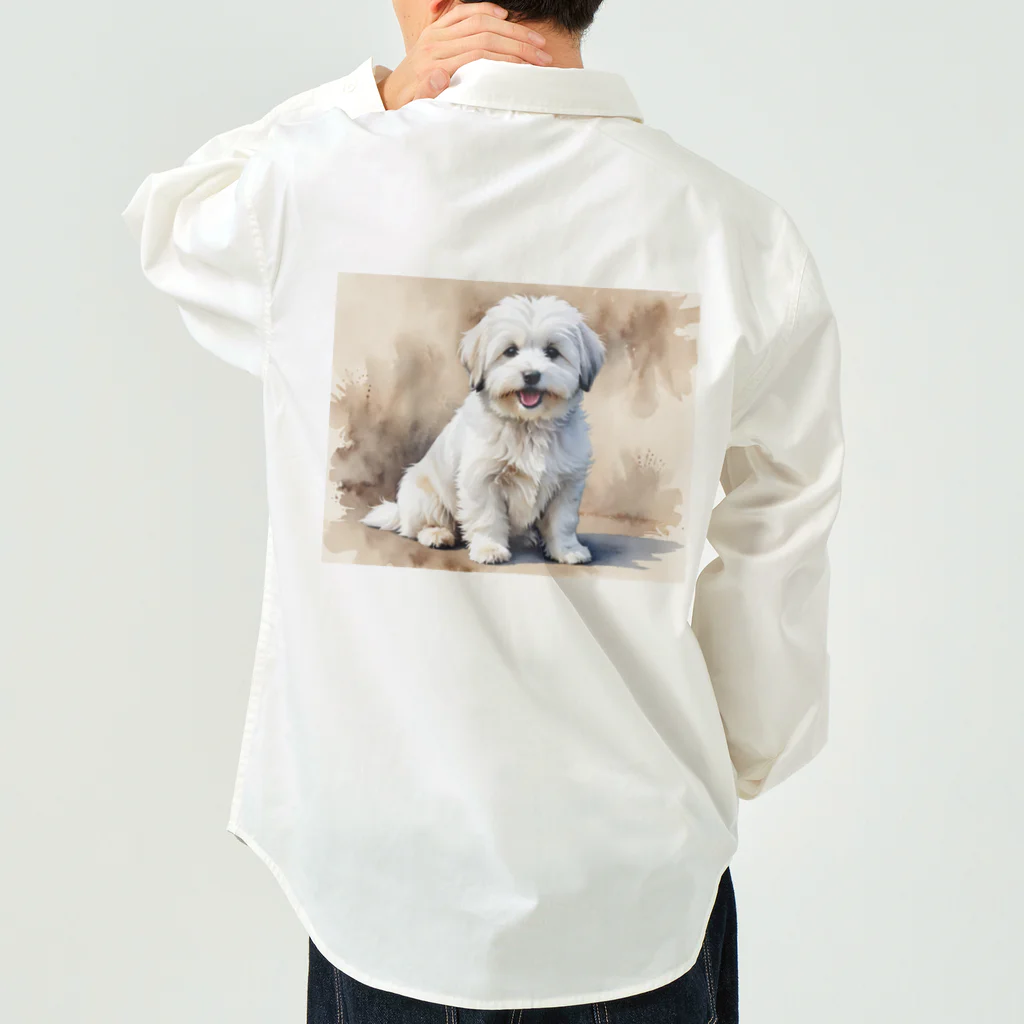 Animal Illustration shopのコトン・ド・テュレアール　Coton de Tulear　水彩画風 ワークシャツ