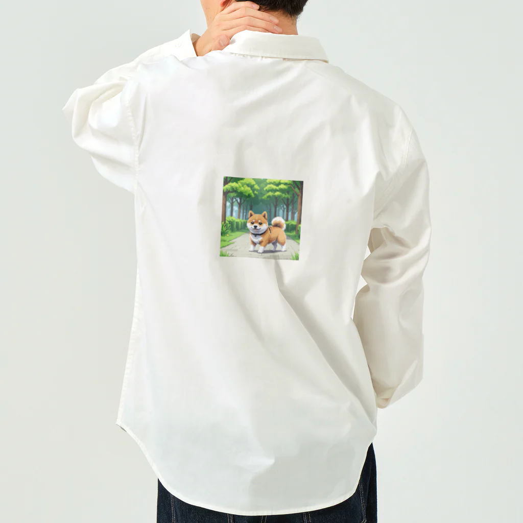 マニーのわんちゃんグッズのドット絵 柴犬ちゃん（わんちゃん）自然ver ワークシャツ