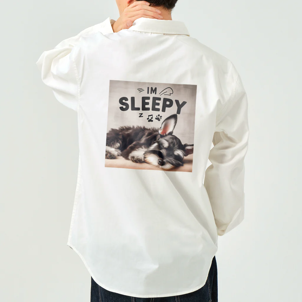 LOVE-LOVE-DOGのミニチュアシュナウザーの穏やかな日常【眠たい】 ワークシャツ