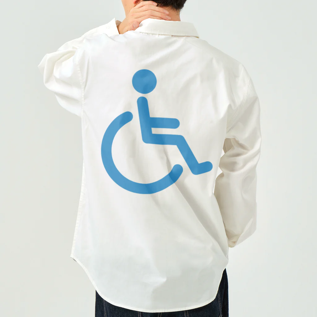お絵かき屋さんの車椅子マーク（青） ワークシャツ