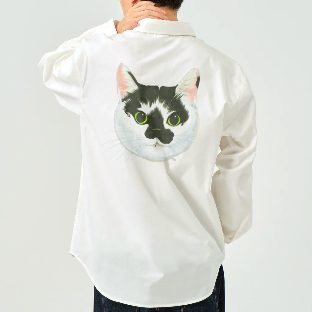 segasworksのねこさんのお顔（白黒ねこ） Work Shirt