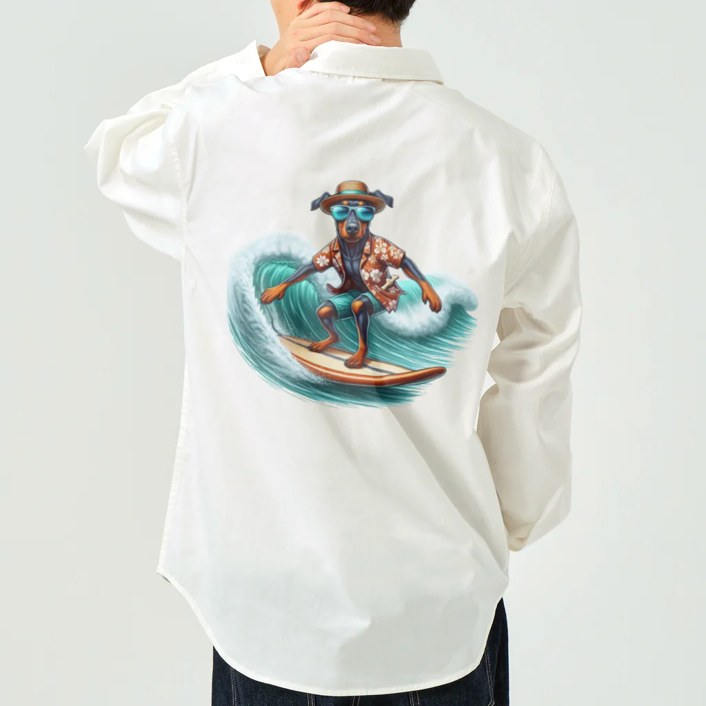 Surfing Dogの波乗りドーベルマン ワークシャツ