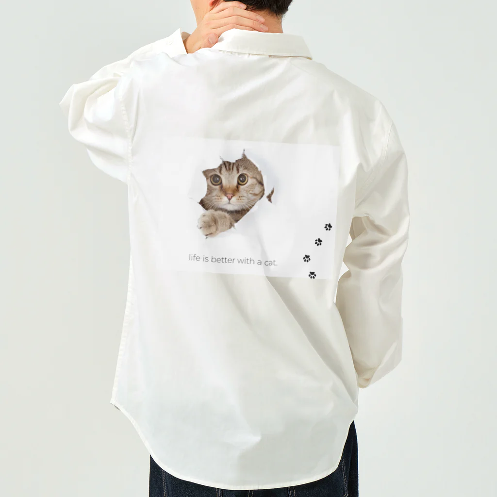 CaTsのふんわりネコ Work Shirt