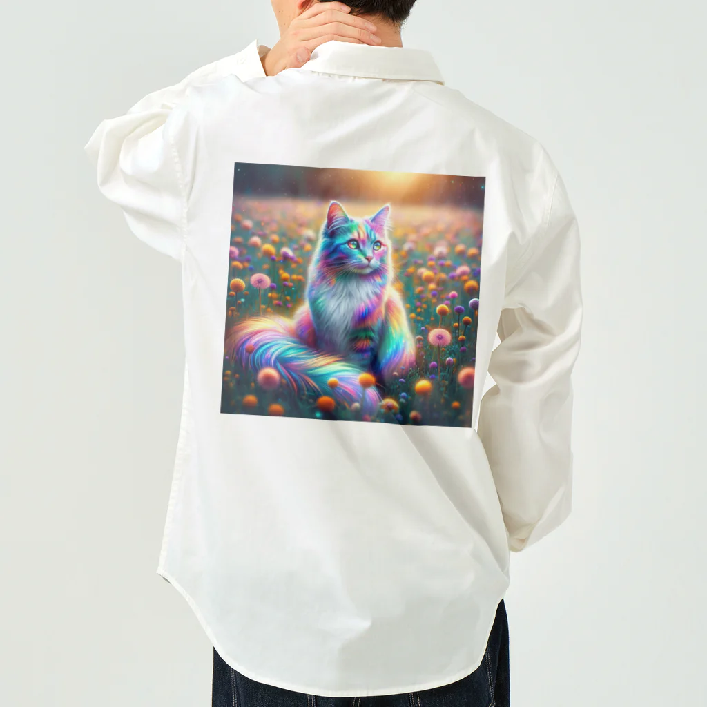 momonekokoの虹色に輝く優雅な猫 Work Shirt