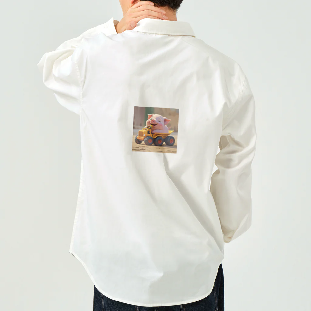 ganeshaのおもちゃのトラックで遊ぶかわいいブタ Work Shirt