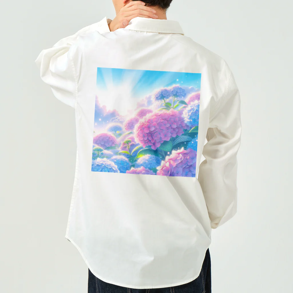 huwari-hanaakariの朝日に輝く紫陽花 Work Shirt