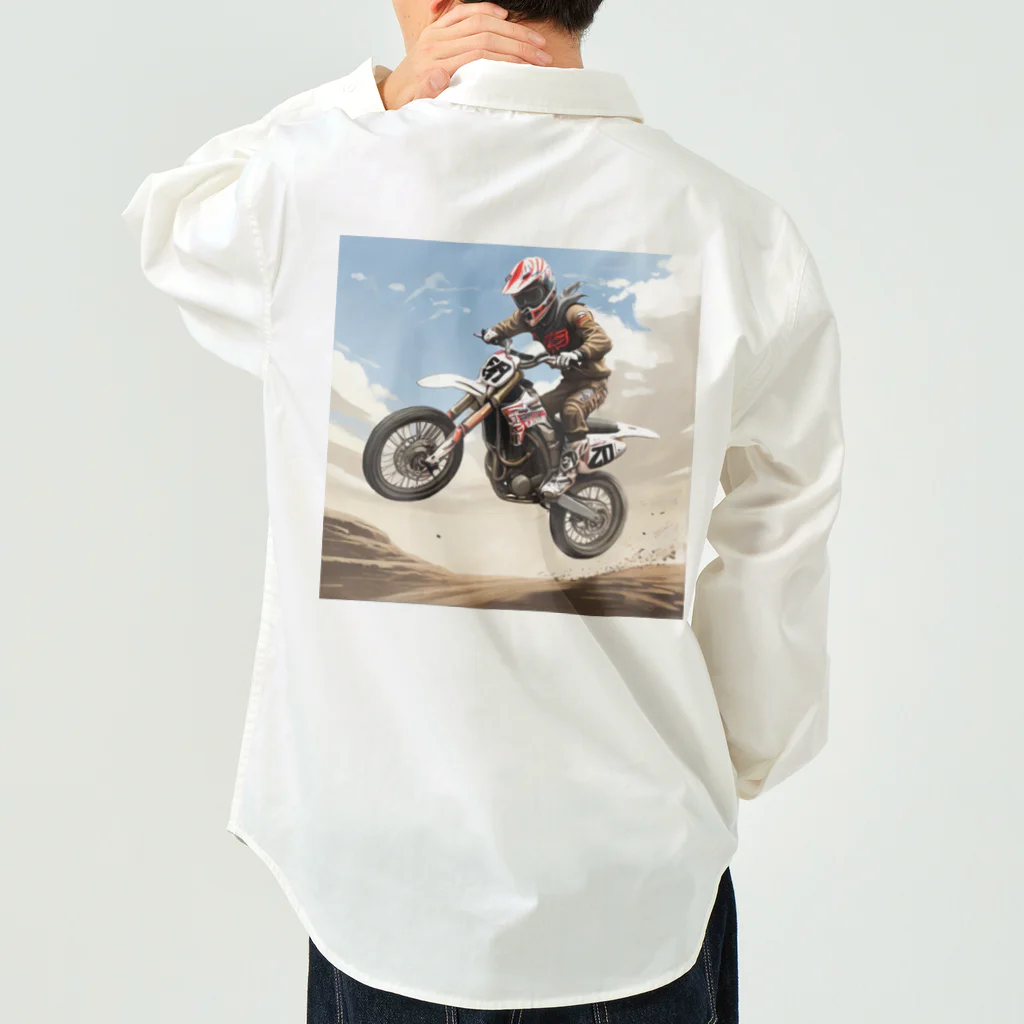 Bikers' Galleryのモトクロス ジャンプシーン アート オフロード バイク ワークシャツ