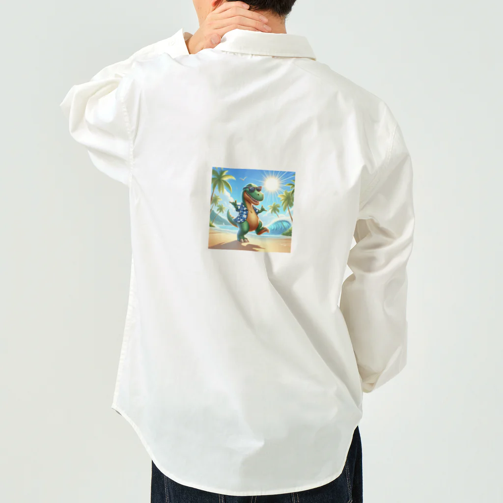 samkorのティラノサウルスのサマーバケーション Work Shirt