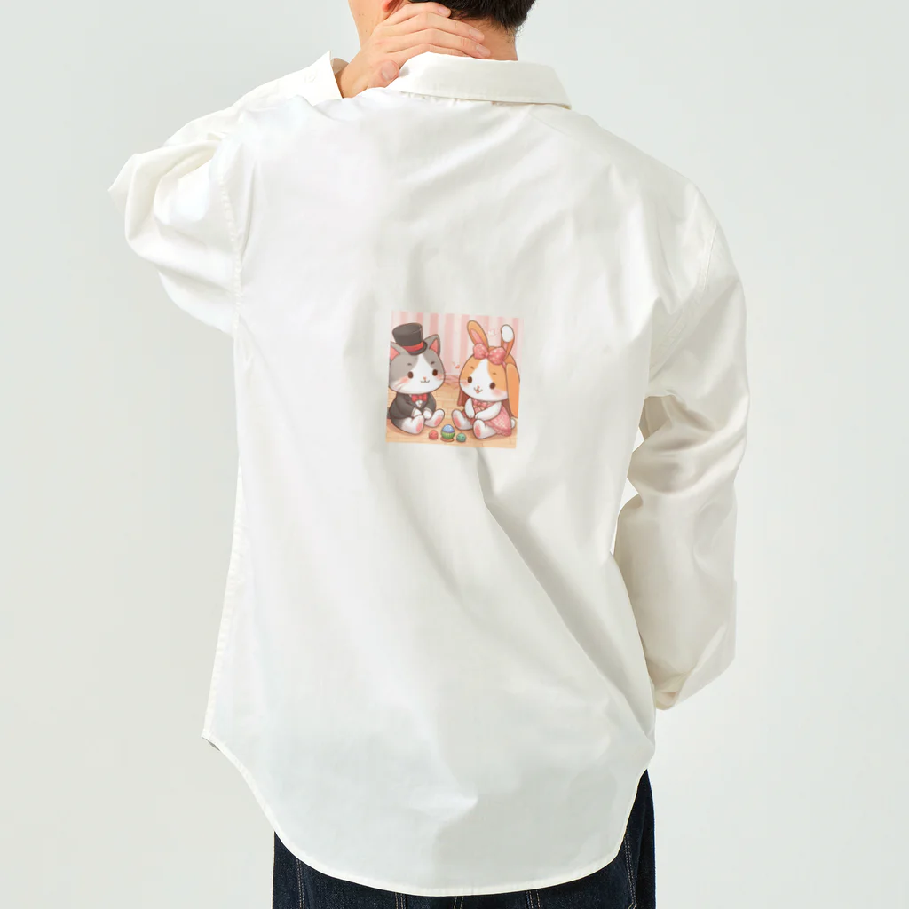 us shopのネコとウサギの戯れ Work Shirt