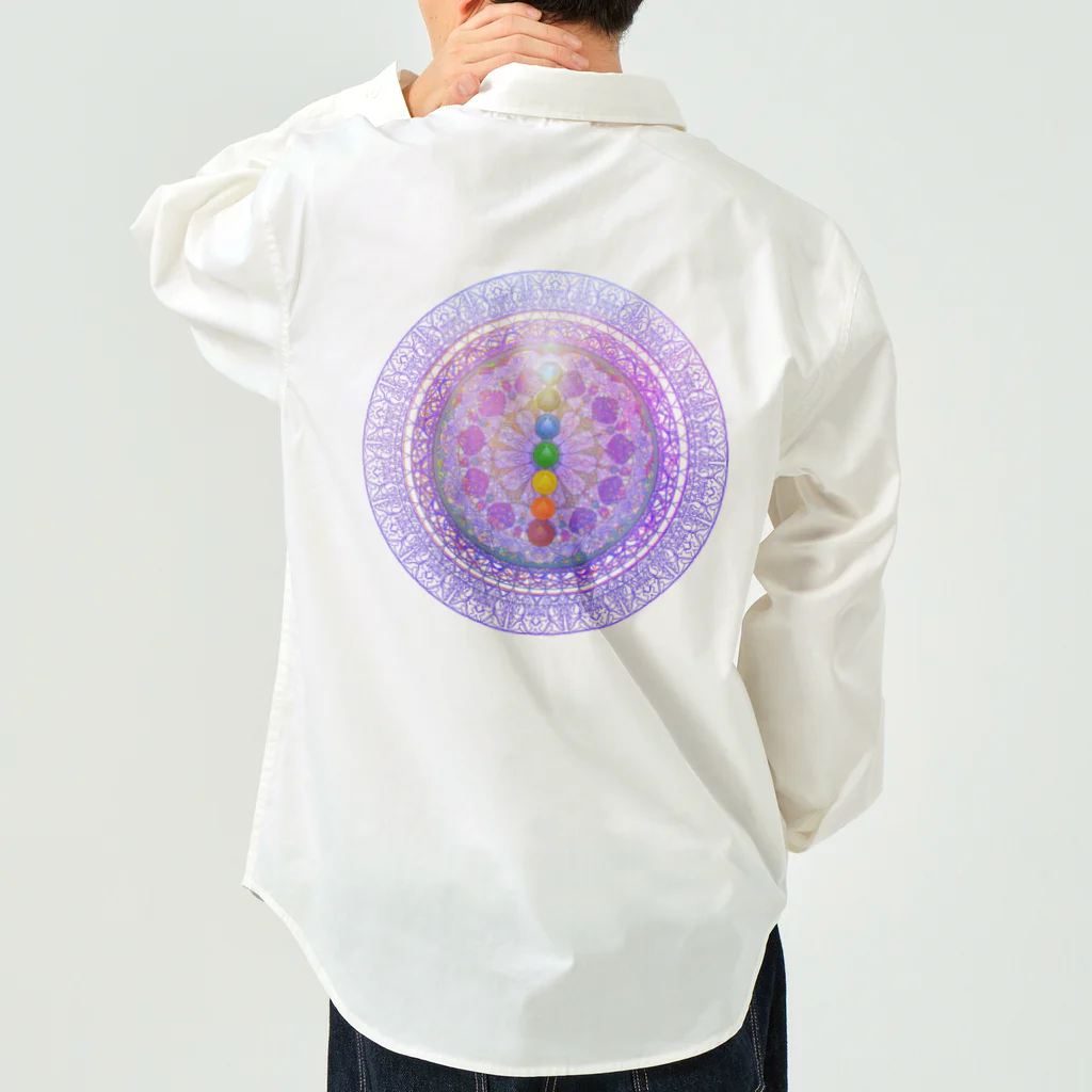 💖宇宙整体♪🌈♪こころからだチャンネル♪💖の宇宙曼荼羅cakraバランスレインボー ワークシャツ