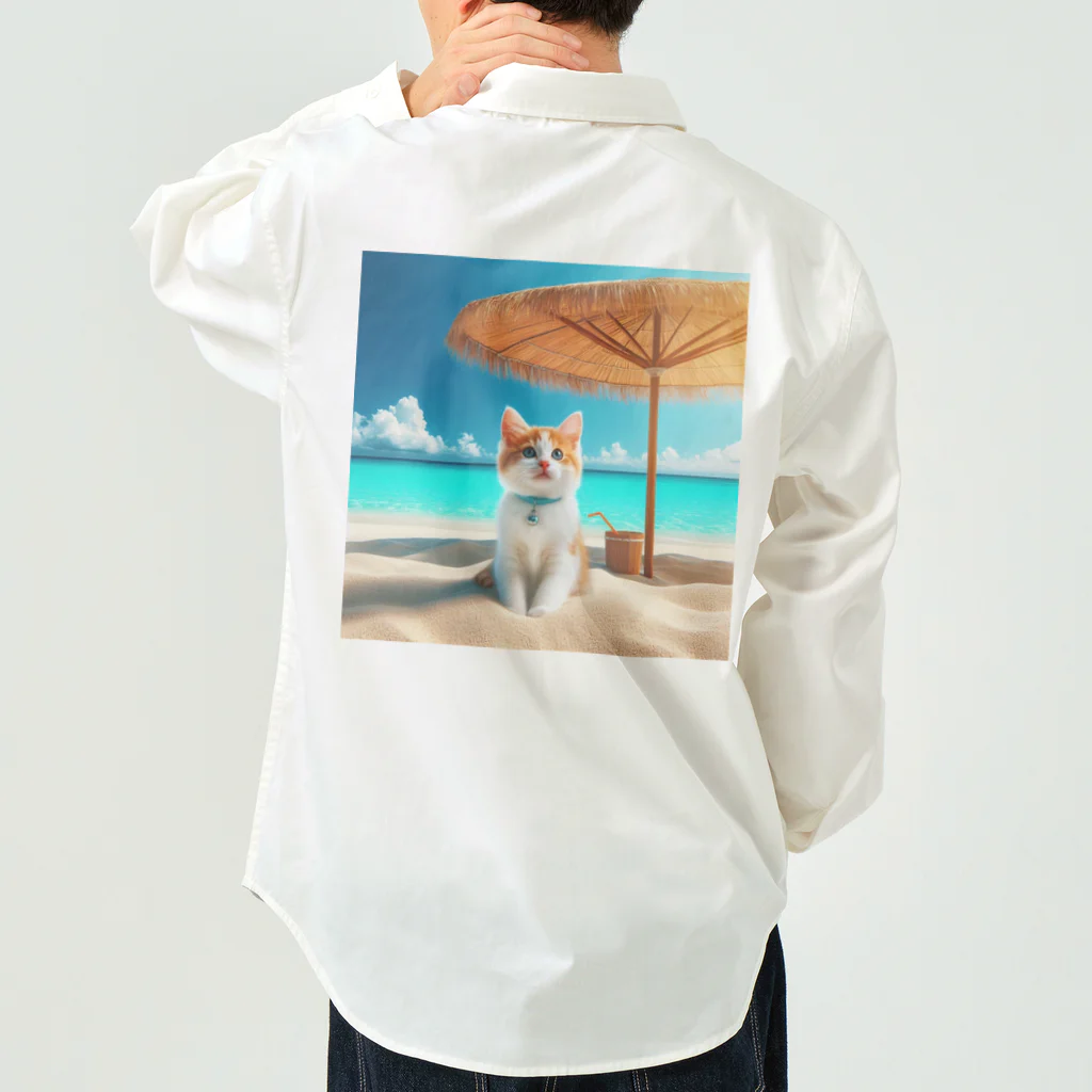 猫と紡ぐ物語の南国の海で一時のバカンスを楽しむ Work Shirt