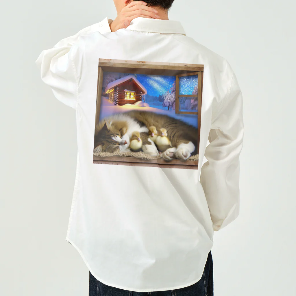 NaturalCanvasの猫とアヒルの子の愛 Work Shirt
