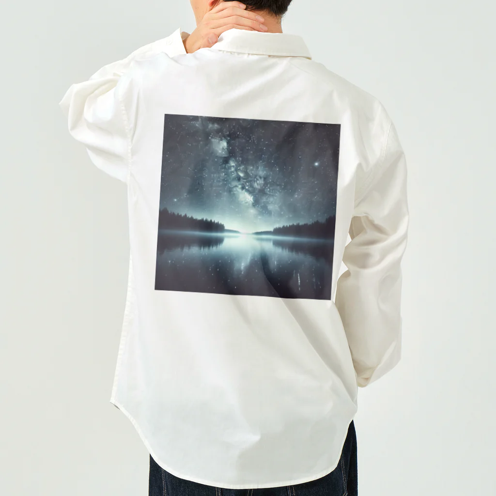 DQ9 TENSIの静かな湖に輝く星々が織りなす幻想的な光景 ワークシャツ