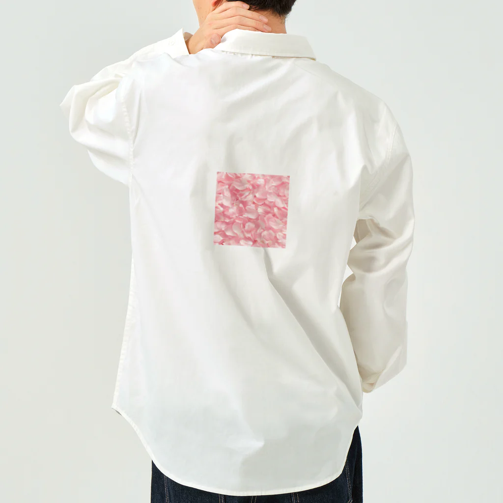 オンラインショップイエローリーフの桃色の花びら綺麗 ワークシャツ