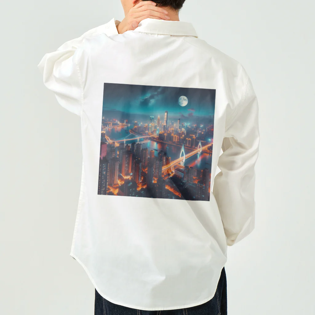 Teesignsの月夜に輝く未来都市 Work Shirt