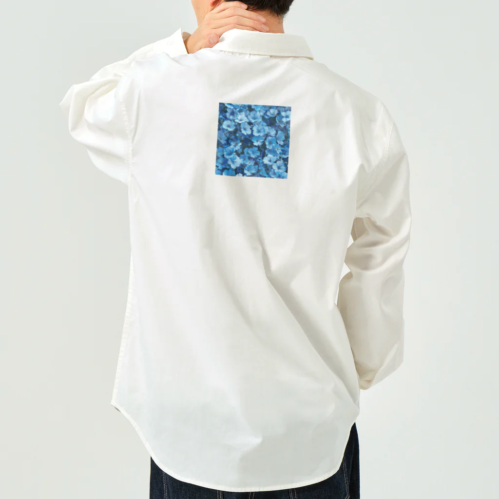 オンラインショップイエローリーフの水色小さな花 Work Shirt