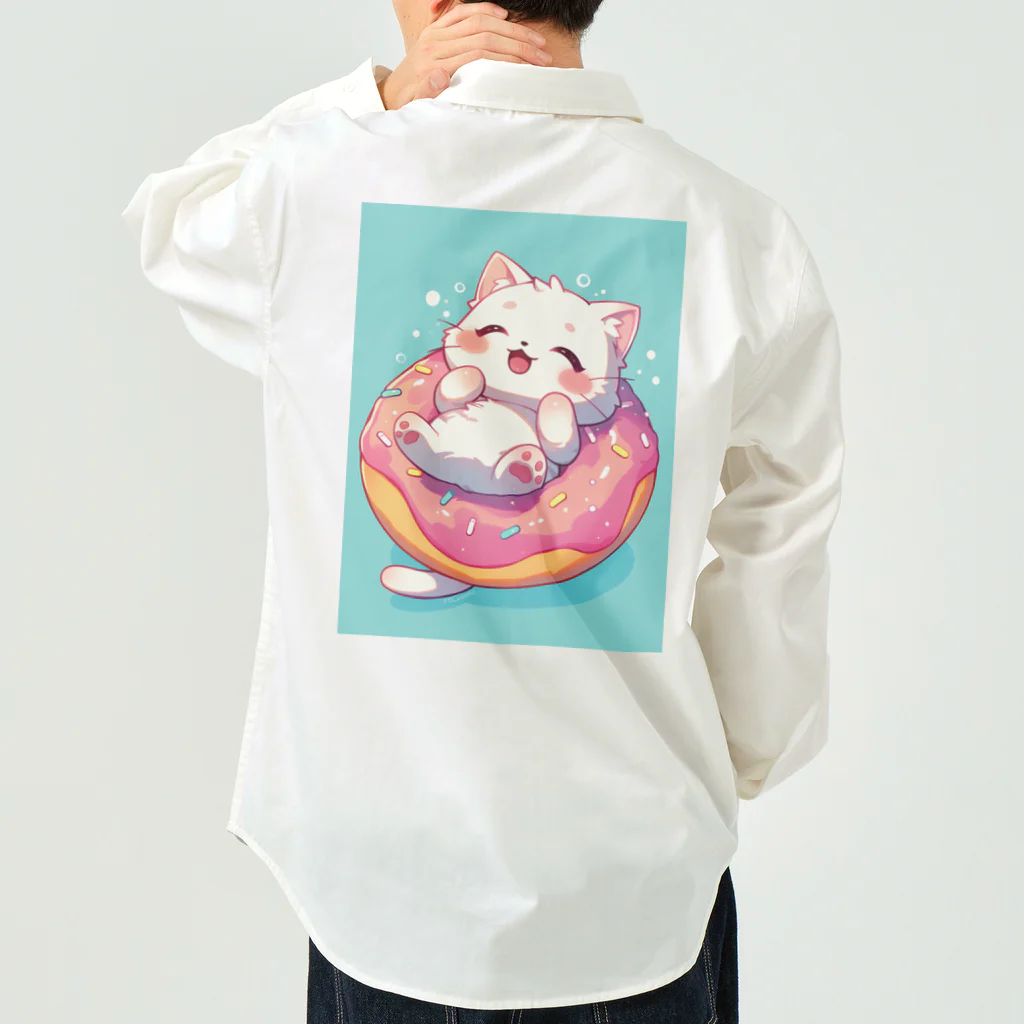 AQUAMETAVERSEの子猫ドーナツ浮輪楽む　　なでしこ1478 Work Shirt