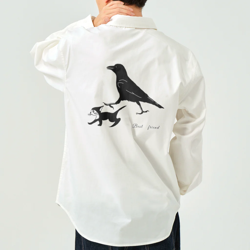 小鳥と映画館のベストフレンド カラスとクロネコ Work Shirt