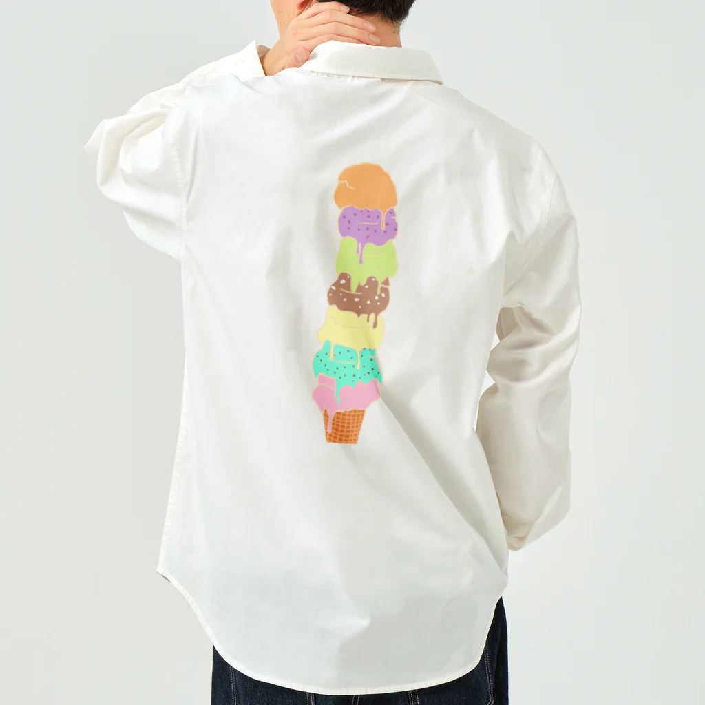 ホームタウンスター　Hometown Star の7スクープ アイスクリームコーン　7-scooped Ice Cream Cone Work Shirt