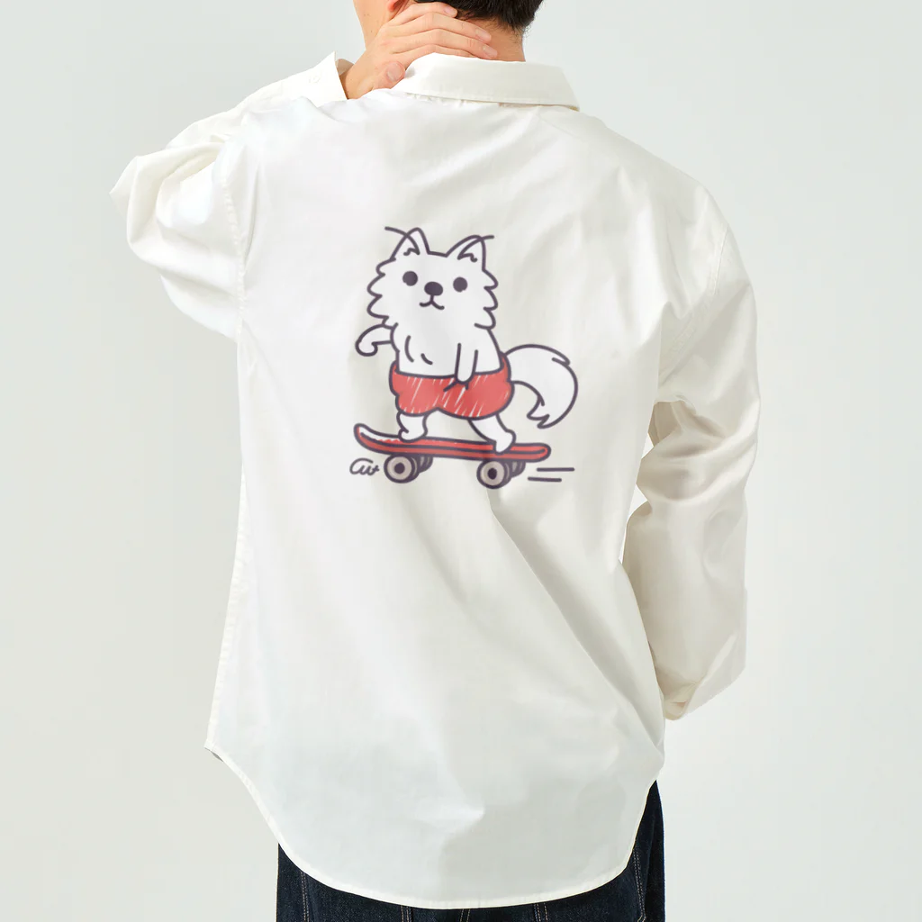 イラスト MONYAAT の赤ぱんポメラのスケボー Work Shirt