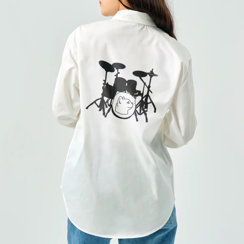 ロジローのドラム(ネコ)黒 ワークシャツ