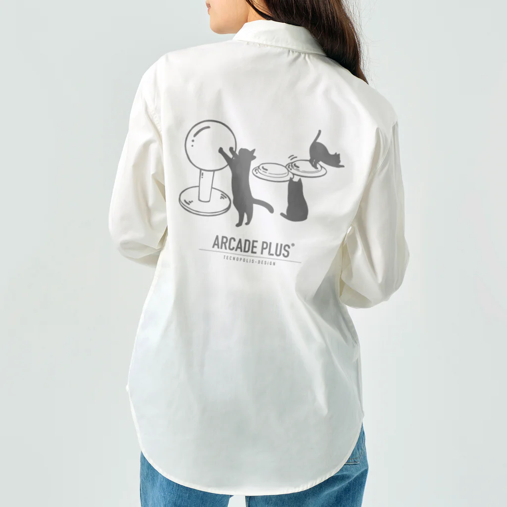 テクノポリスデザインのコンパネ猫（ARCADE_PLUS） ワークシャツ
