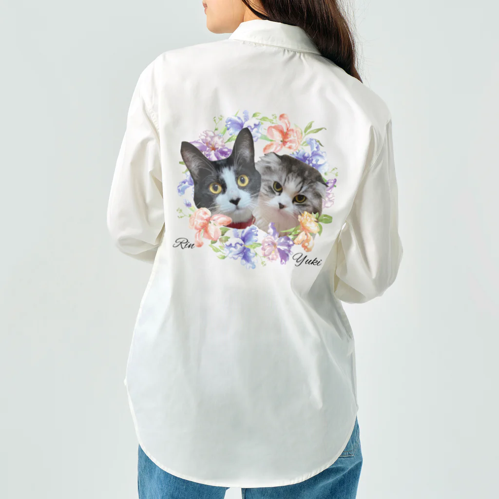 ゆきリンアート【保護猫活動 支援】のゆきリン花輪(ネーム入) ワークシャツ