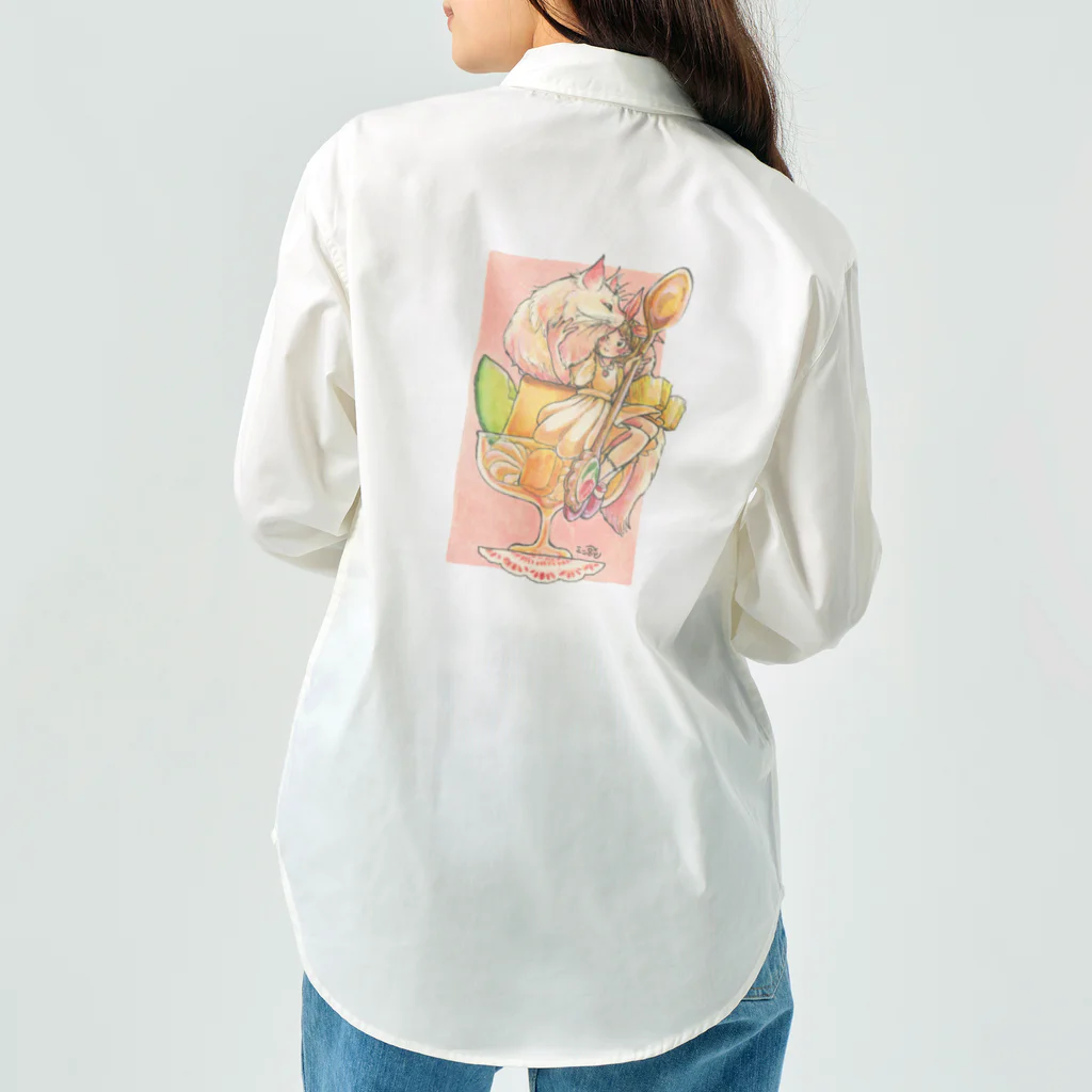 放課後屋のプリンアラモード back print ワークシャツ