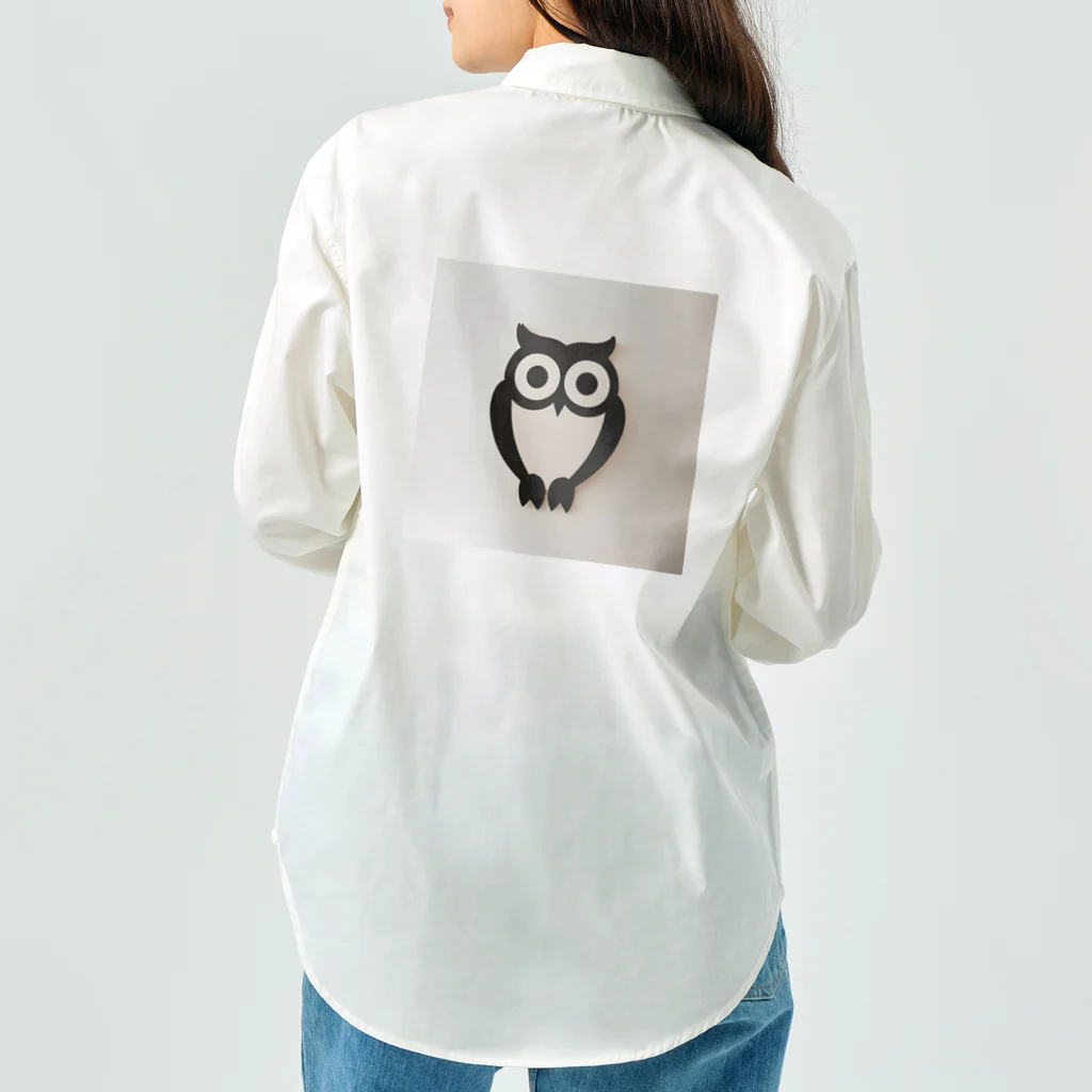 Owlの白黒フクロウちゃんのイラストグッズ ワークシャツ