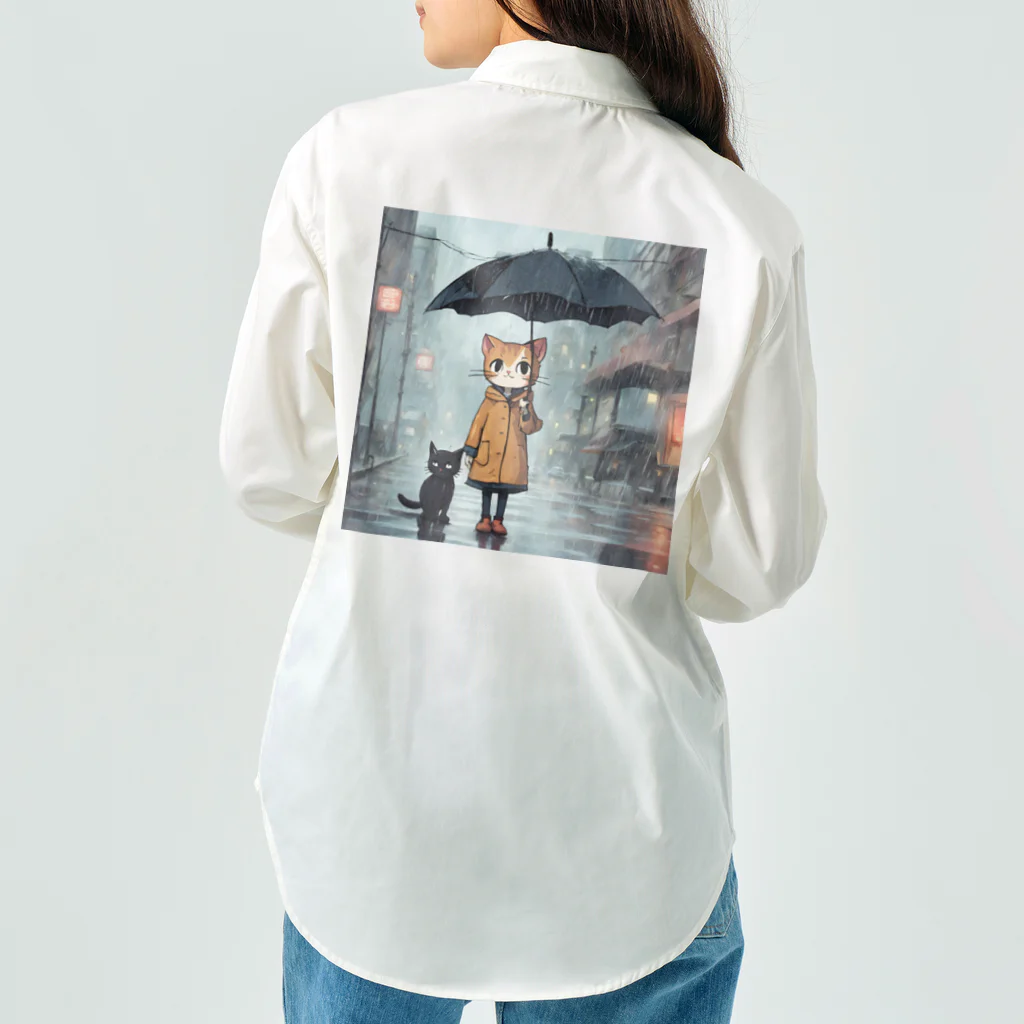 AI Creative Hub（AIクリエイティブハブ）の猫と傘 Work Shirt