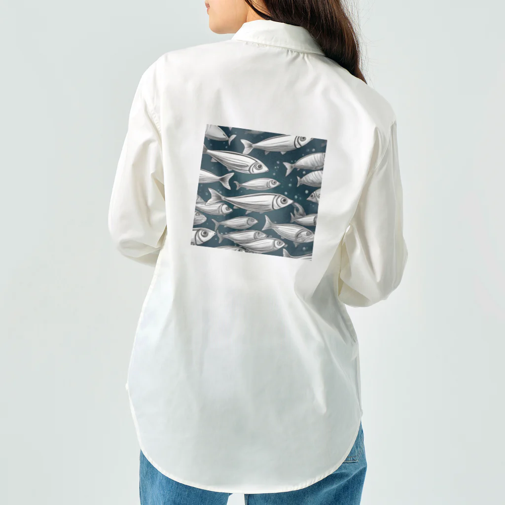 京都イラスト工房の動物シリーズ15：イワシ ワークシャツ