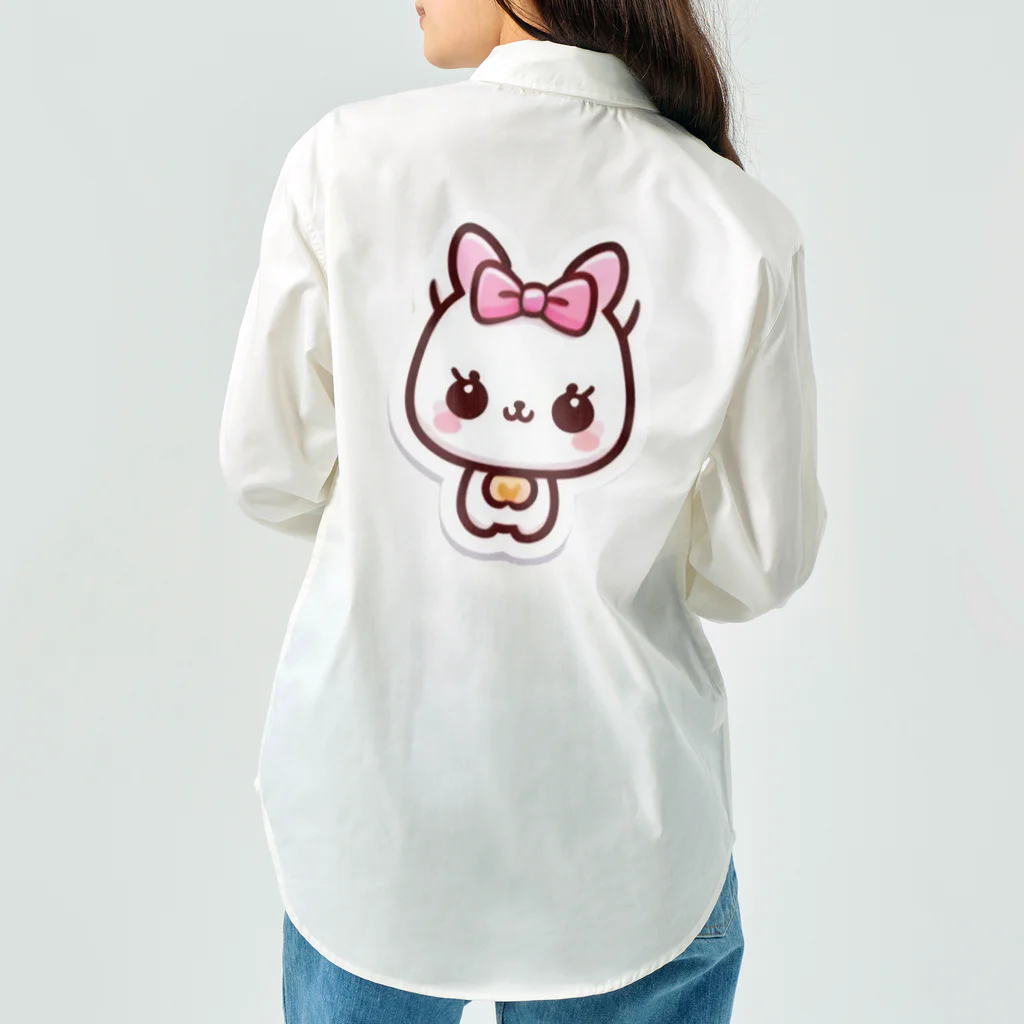 ほっこりデザインスタジオの癒しの白猫グッズ～あなたの心にふれる白い天使～ ワークシャツ