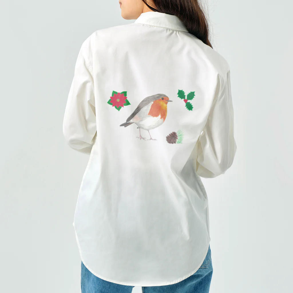 森図鑑の[森図鑑] クリスマスロビン(西洋こまどり)A ワークシャツ
