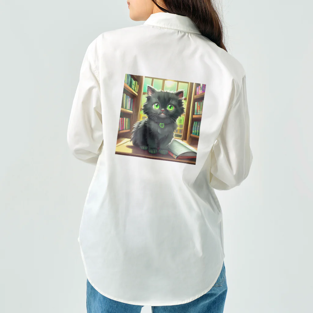 yoiyononakaの図書室の黒猫01 Work Shirt