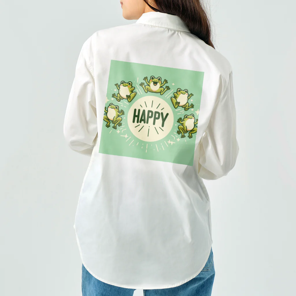 カエルグッズのHAPPYカエル5匹 Work Shirt