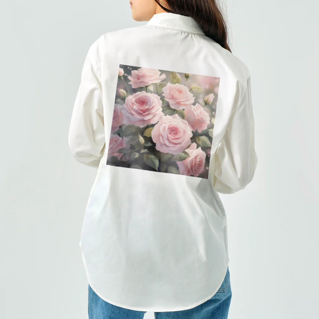 okierazaのペールピンクのバラの花束 ワークシャツ