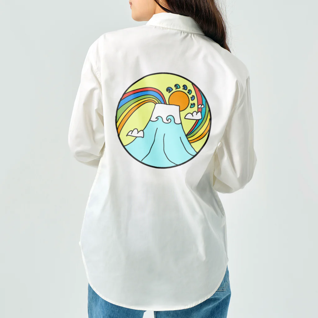 aloha_world_in_circleのjapan mount Fuji rainbow Work Shirt