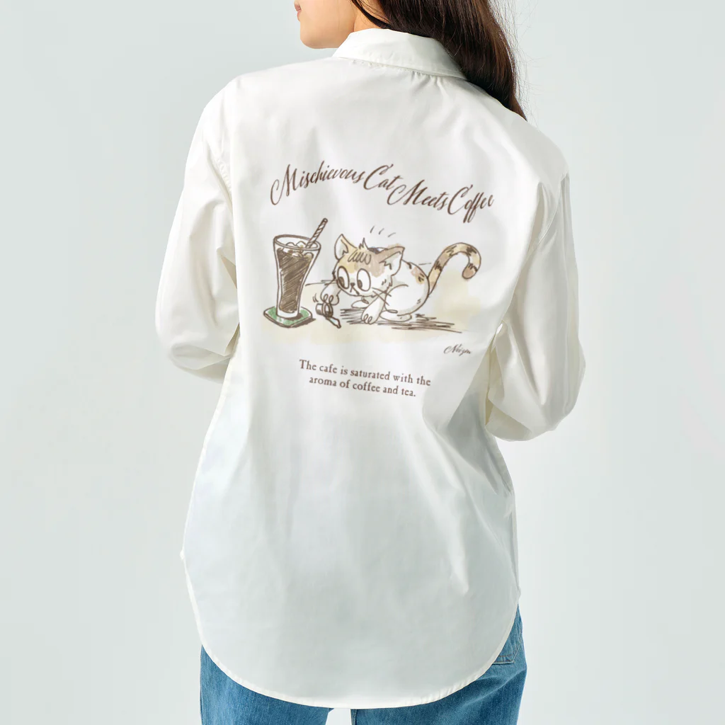 喫茶Noizmのいたずら猫と珈琲の出会い ワークシャツ