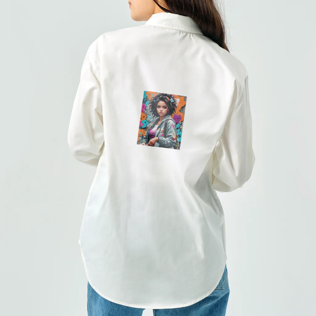 Steampunk Creations屋のグラフィティアートを描くファンキーな女の子 Work Shirt