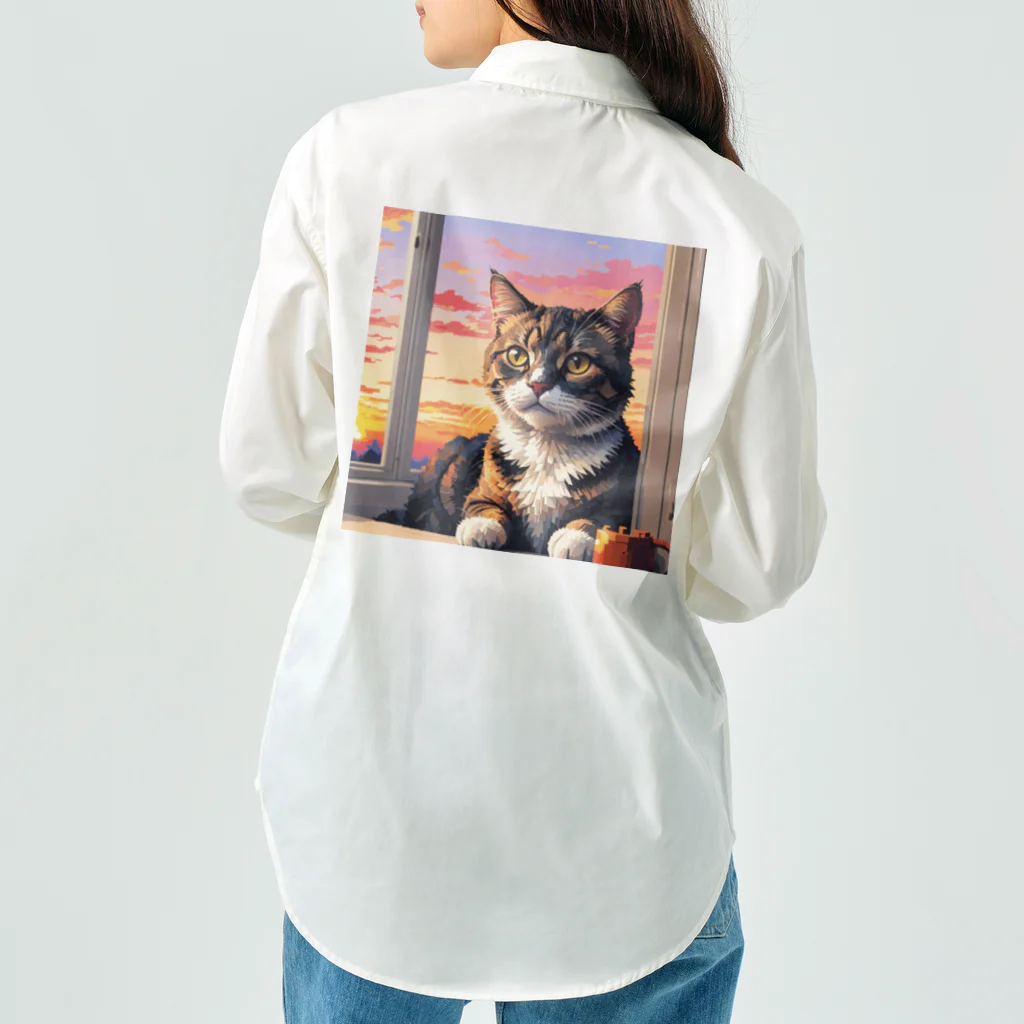 ねこネコ猫nekoの夕日と猫 Work Shirt