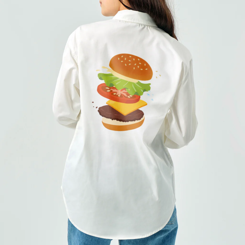 モツ煮子のフレッシュなハンバーガー ワークシャツ